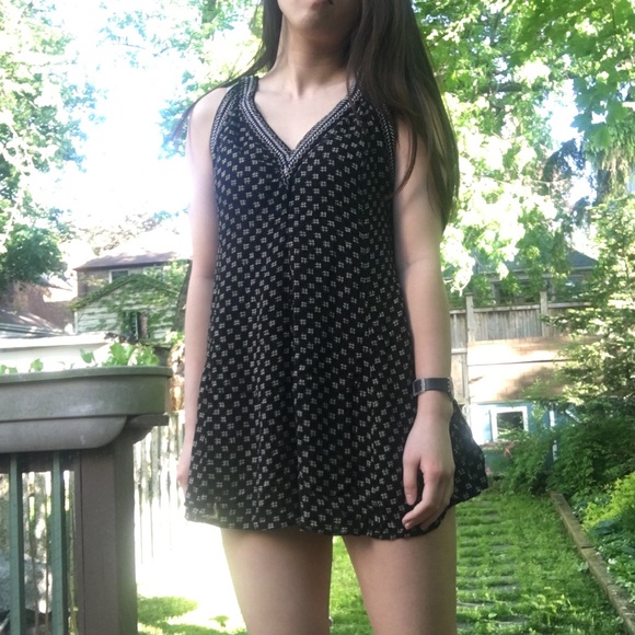 Patterned and embroidered black romper - Picture 1 of 4